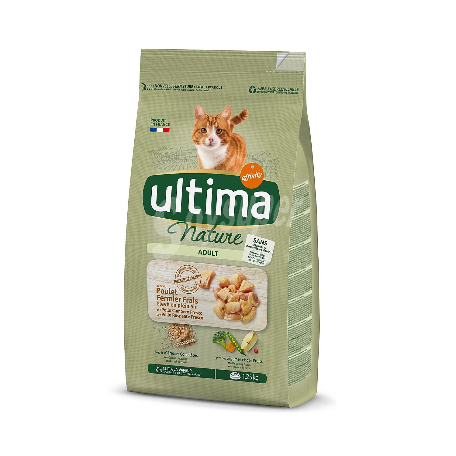 Pienso para gatos adultos a base de pollo, cereales y legumbres