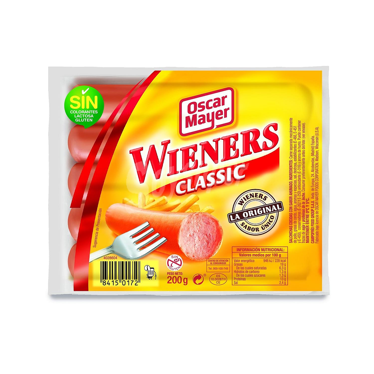 Salchichas classic Wieners sin gluten