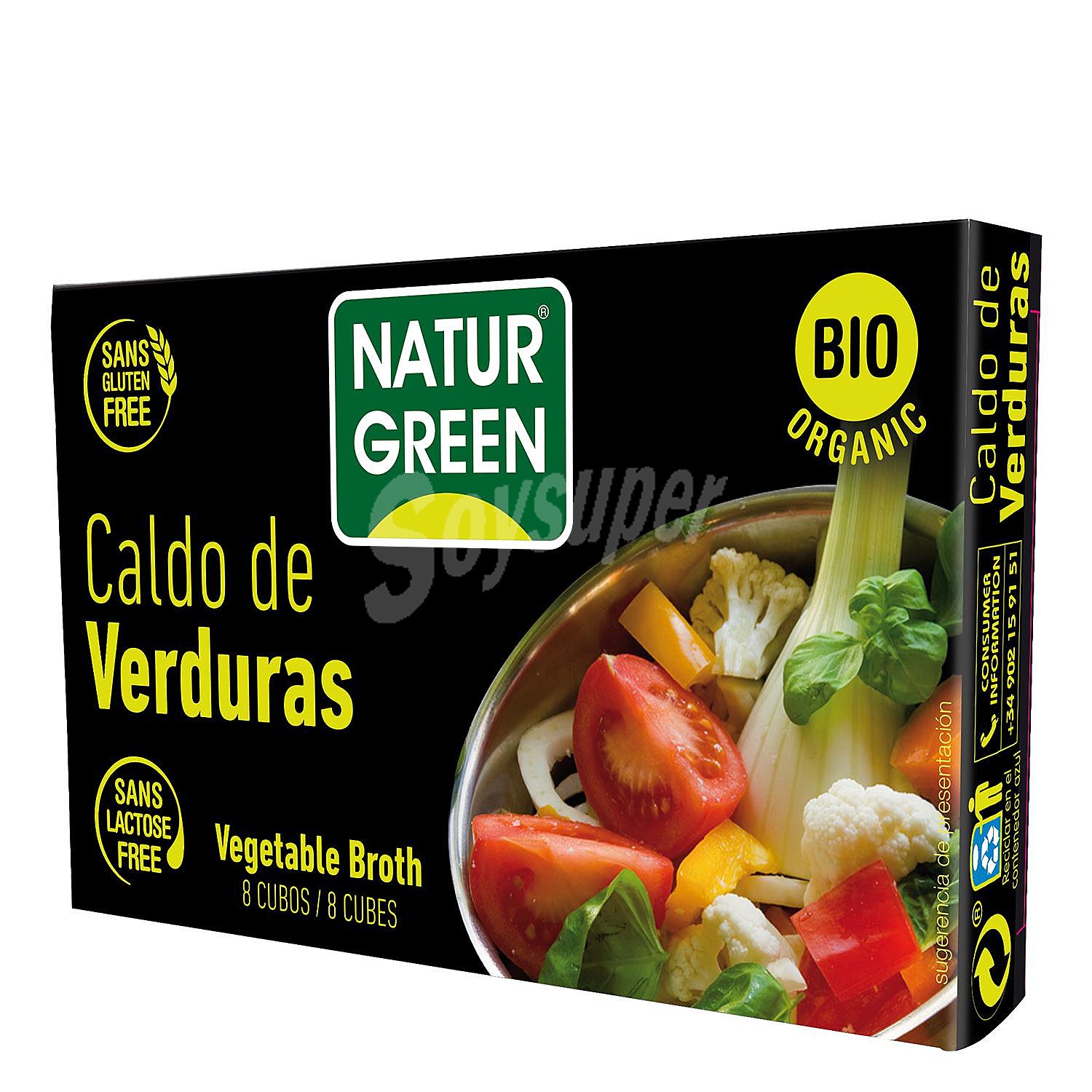 Caldo de verduras ecológico Naturgreen sin gluten y sin lactosa