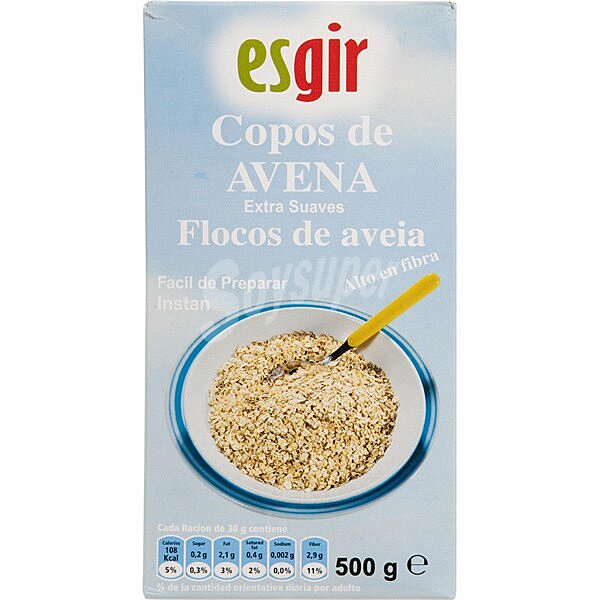 Copos de avena extra suaves alto en fibra