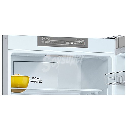 Frigorífico combi balay 3KFE763XI, NO frost, clasificación energética: E, H: 203cm, A: 60cm, F: 66cm, capacidad total