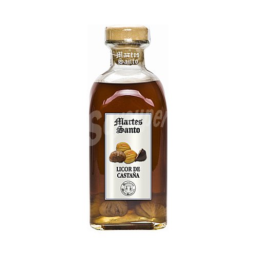 Martes santo Licor de castañas (con castañas en su interior), elaborado en Huelva martes santo