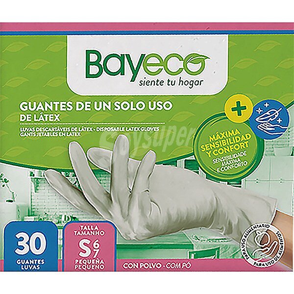 Guantes de nitrilo blancos un solo uso talla S