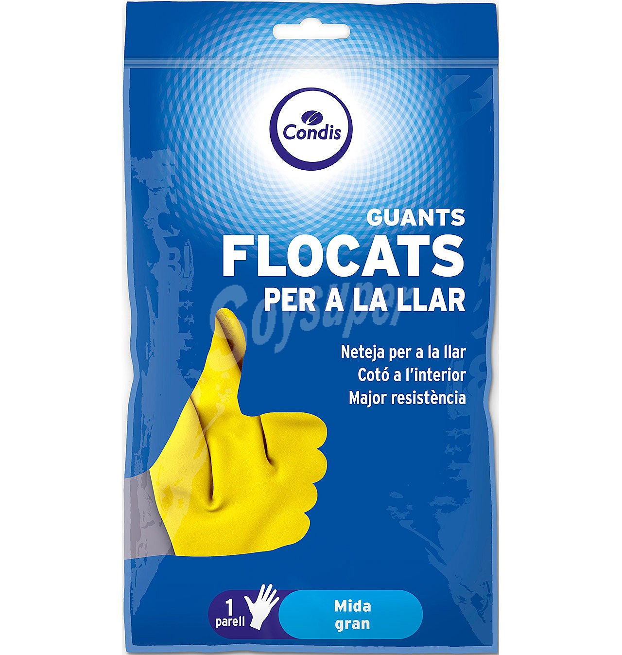 Guantes goma condis flocados grandes 1 par