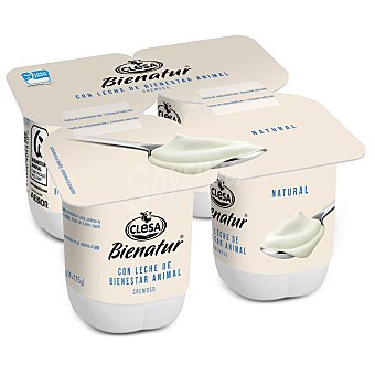 Yogur cremoso natural Clesa Bienatur sin gluten