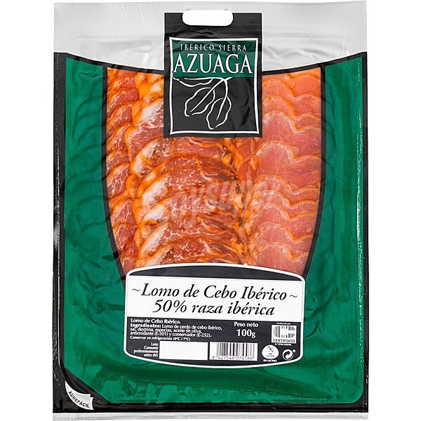 Lomo de cebo ibérico 50% raza ibérica en lonchas sin gluten sin lactosa