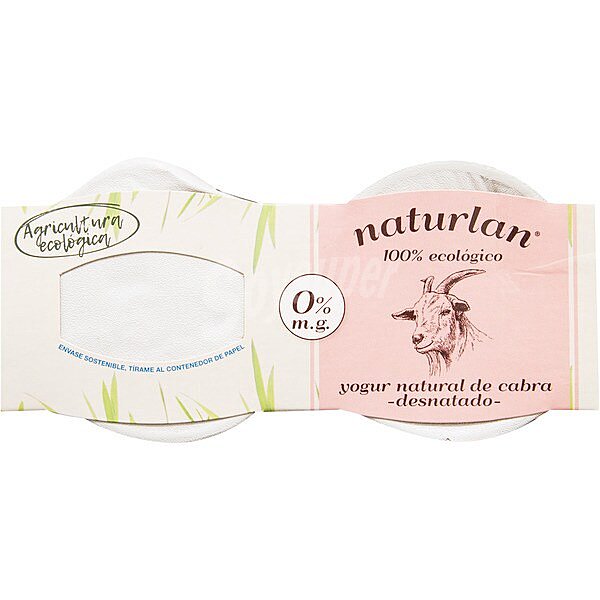 Yogur natural de cabra desnatado 0% m.g. 100% ecológico