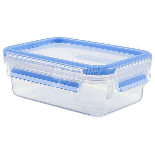 Recipiente rectangular de plástico con cierre hermértico de clip para alimentos, , Masterseal tefal