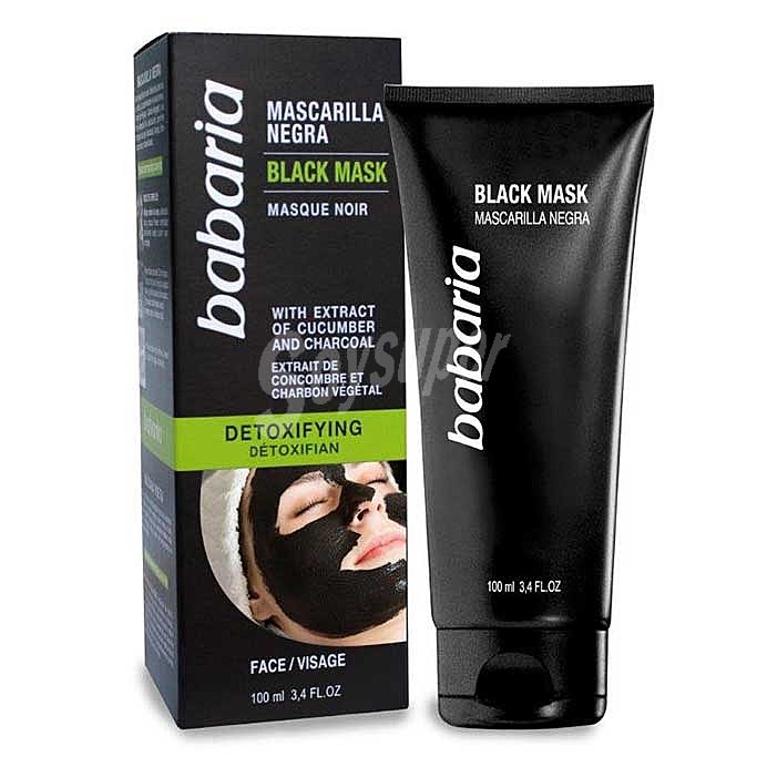 Mascarilla facial negra detoxificante con extracto de pepino y carbón vegetal Babaria