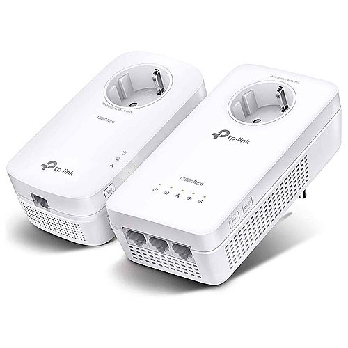 Kit Extensor Powerline wifi tp-link TL-WPA8631P Kit, AV1300, doble banda wifi AC1200, enchufe incorporado