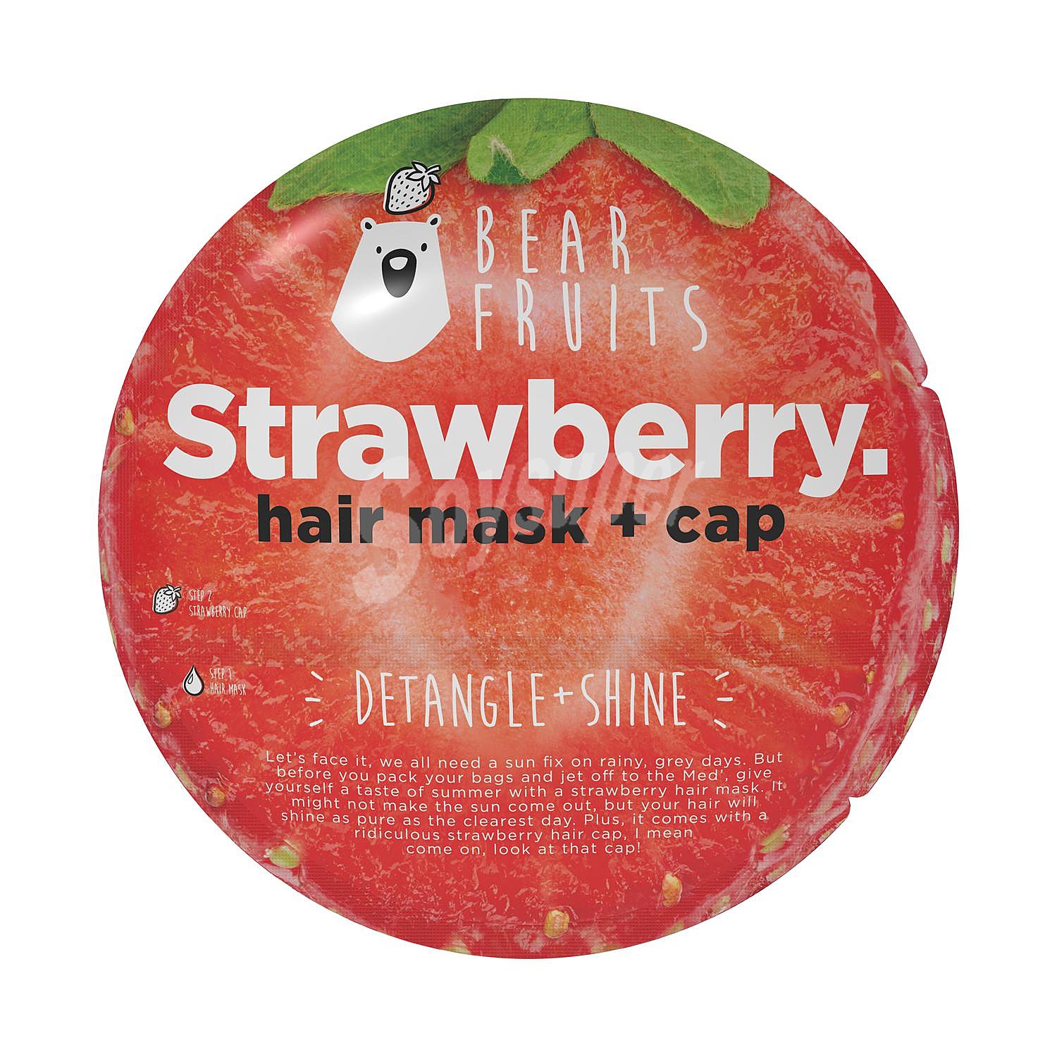 Mascarilla capilar Desenreda & Brillo con gorro Strawberry Bear Fruits