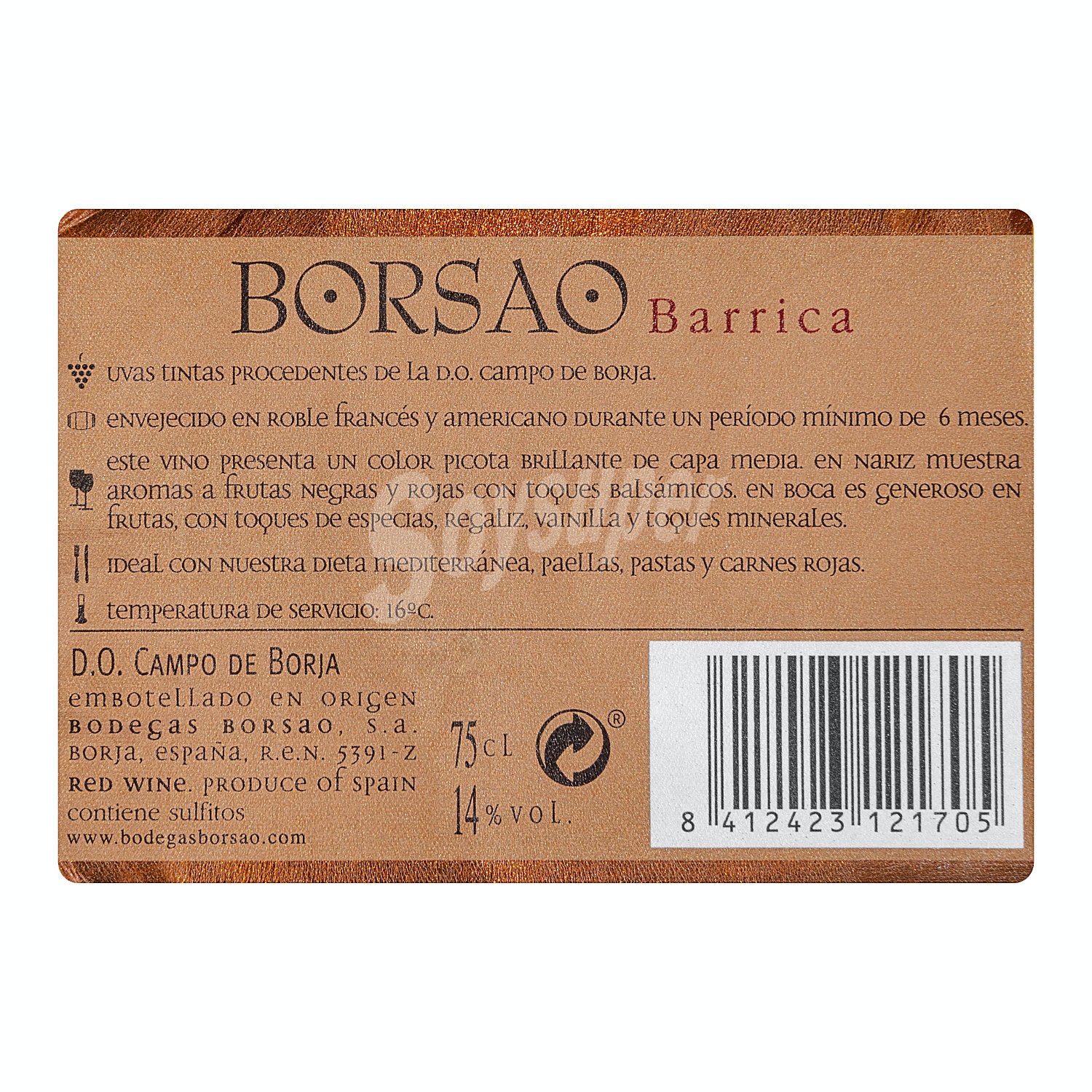 Vino tinto borja barrica