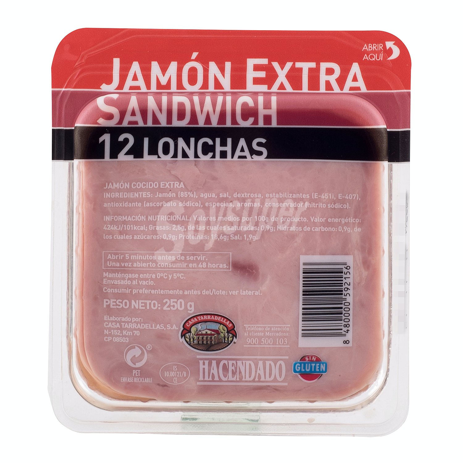 Jamón cocido extra sándwich lonchas