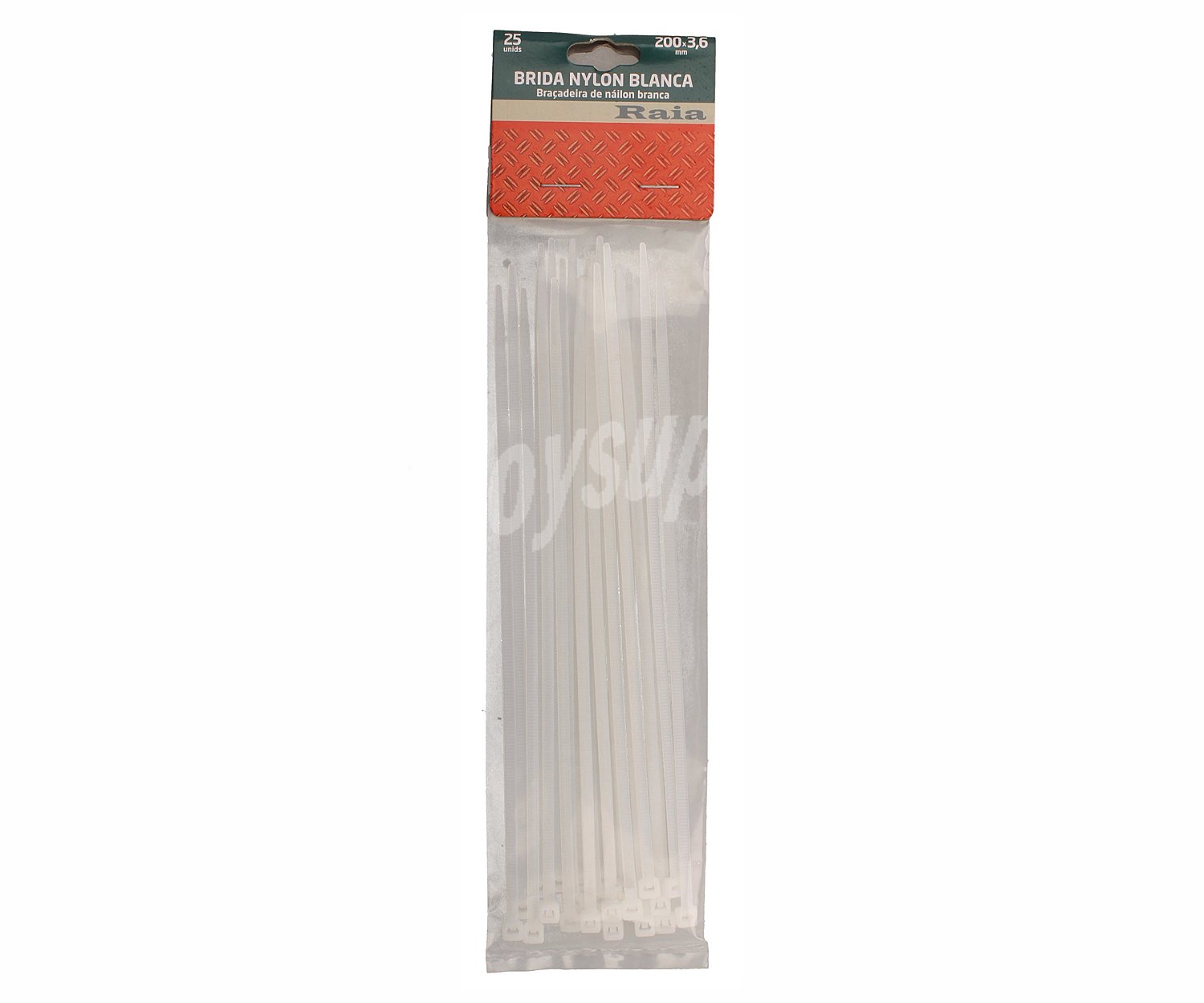 Bridas de color blanco 25 ubnidades 200X3,6,