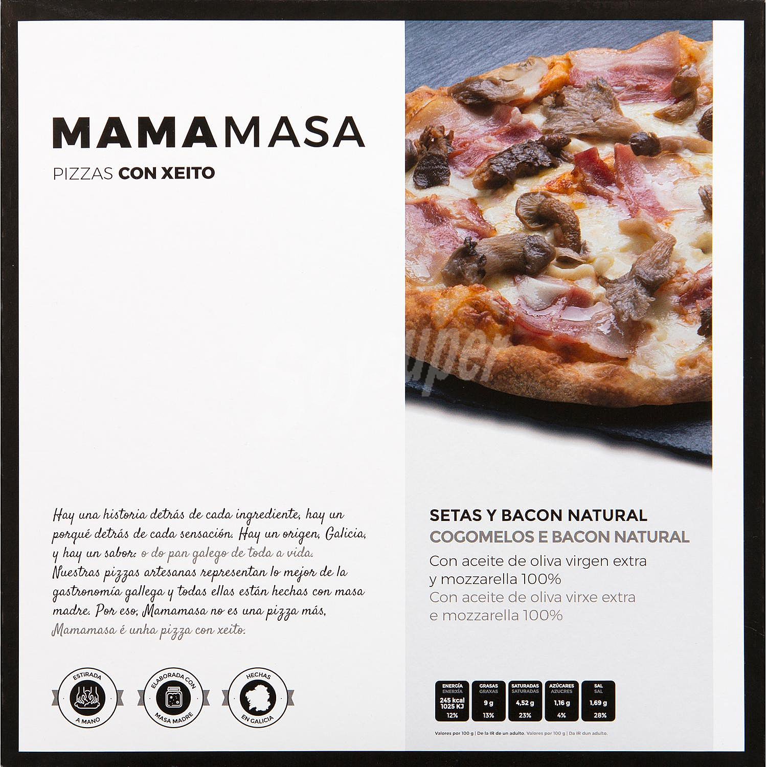 Pizza de setas con bacon Mamamasa