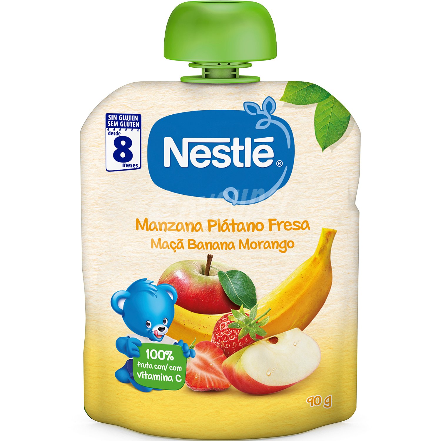 Puré de frutas de manzana, plátano y fresa Nestlé Naturnes