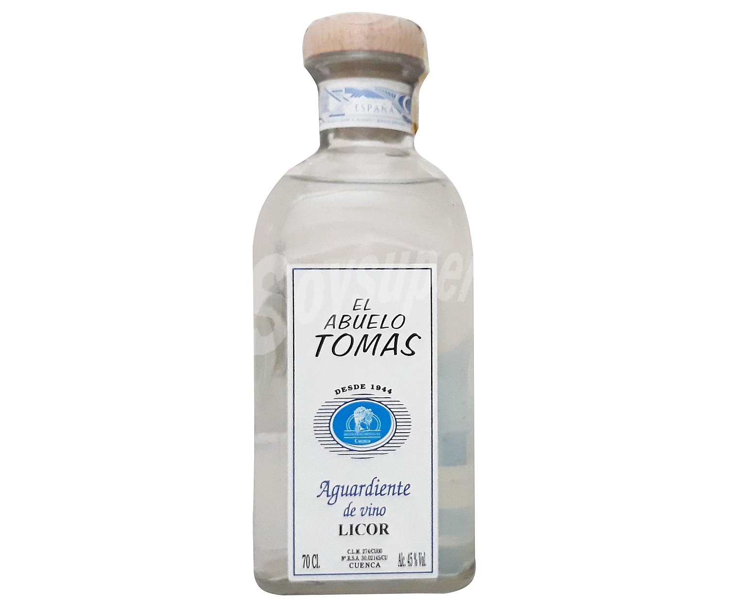 Aguardiente blanco de licor de vino tomas