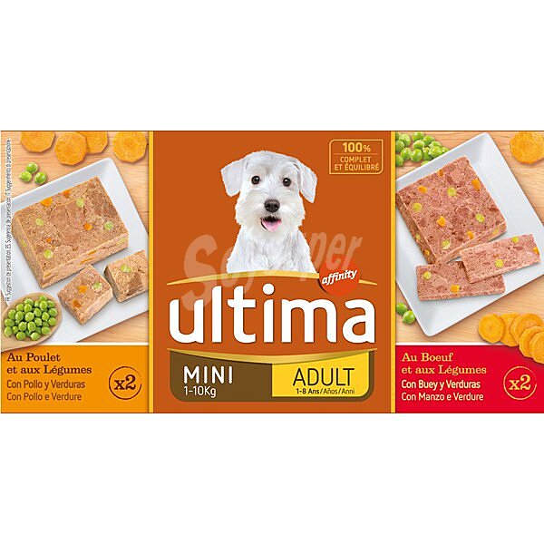 Alimento de buey-pollo perro mini adulto