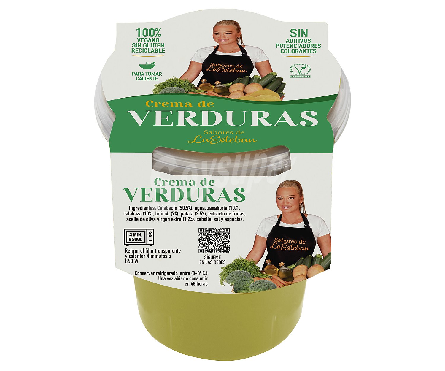 Crema de verduras, lista para calentar y comer