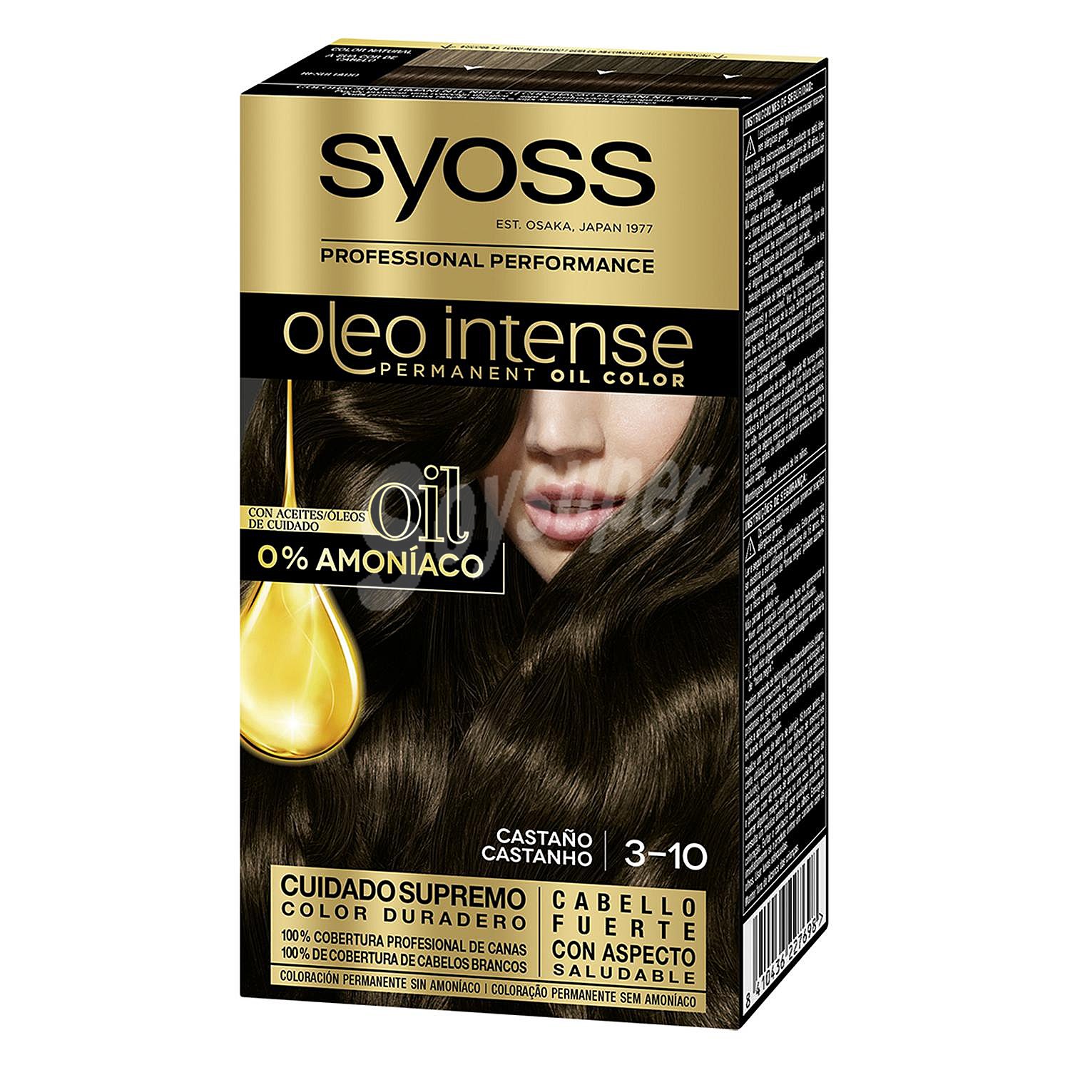 Oleo Intense coloración permanente 0% amoniaco 3-10 castaño aceites de cuidado color duradero