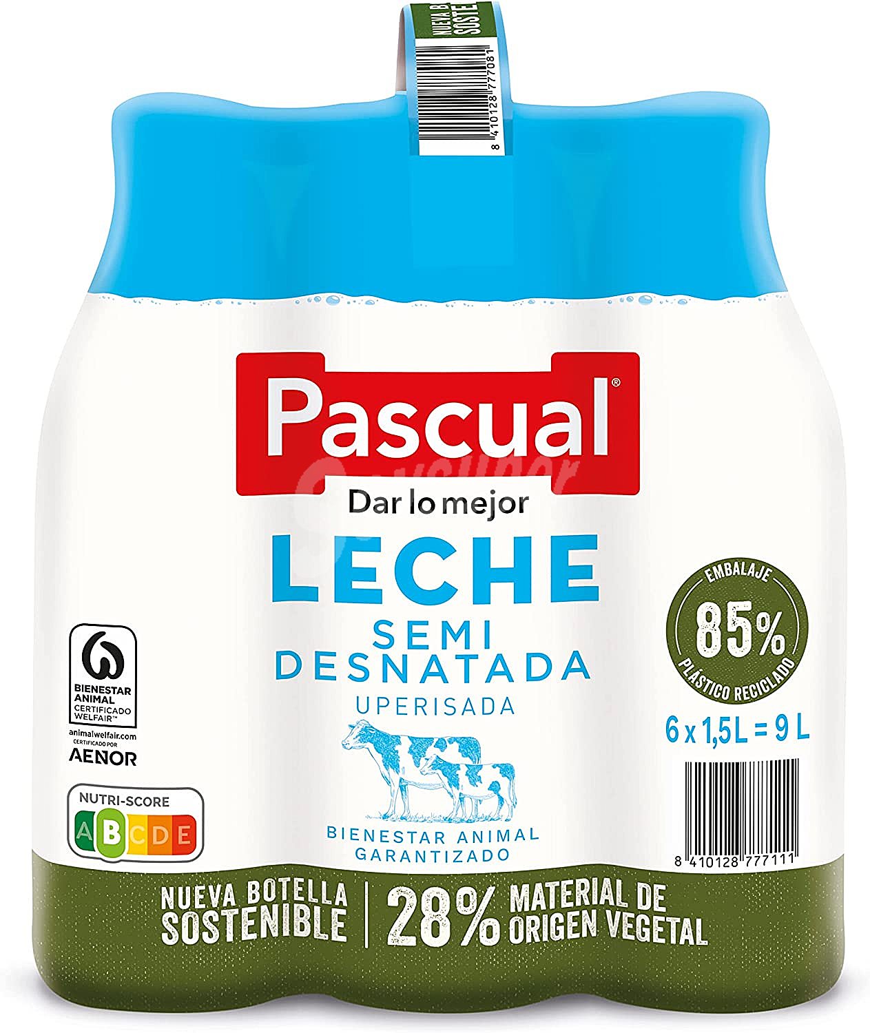 Pascual Leche de vaca semidesnatada, de bienestar animal garantizado pascual