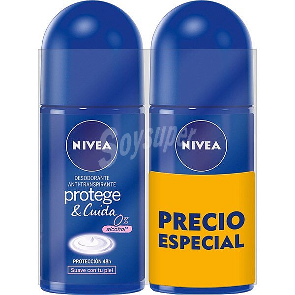 Desodorante roll-on Protege & Cuida 0% alcohol anti-transpirante 48h