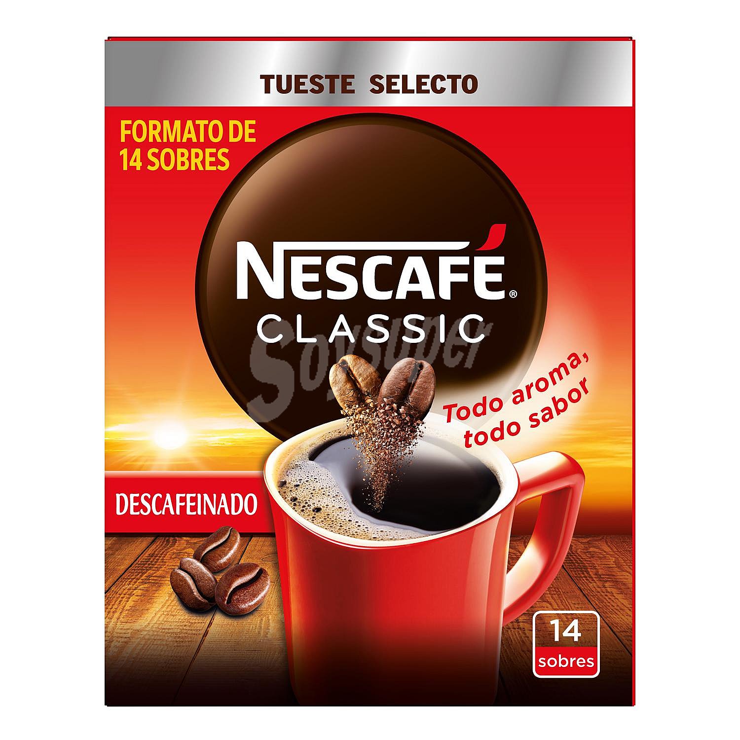 Café soluble descafeinado en sobres Classic