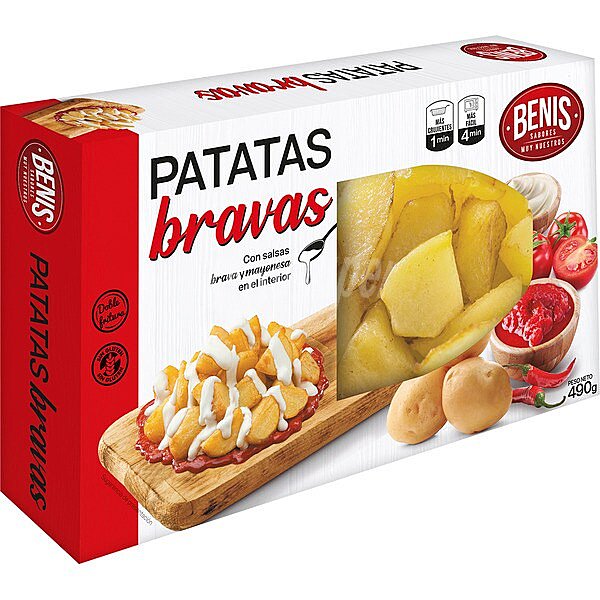 Patatas bravas con salsas brava y mayonesa sin gluten