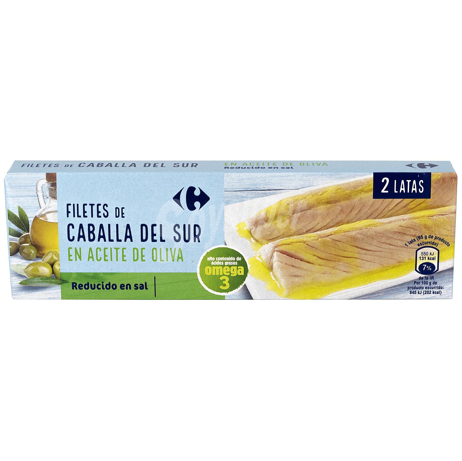 Filetes de caballa del sur en aceite de oliva bajo en sal Carrefour