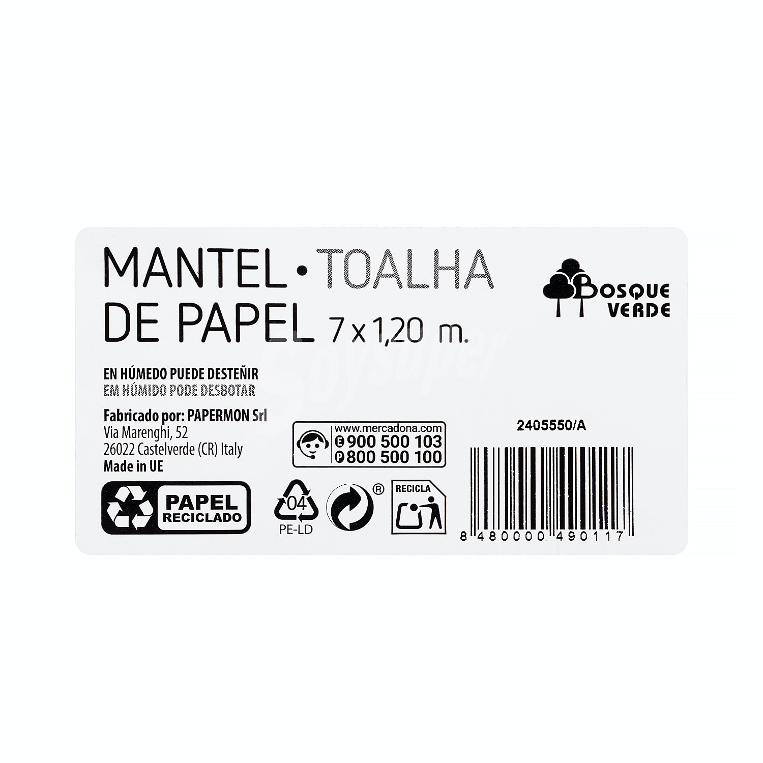 Mantel desechable papel rollo 7 x 1,2 m colores