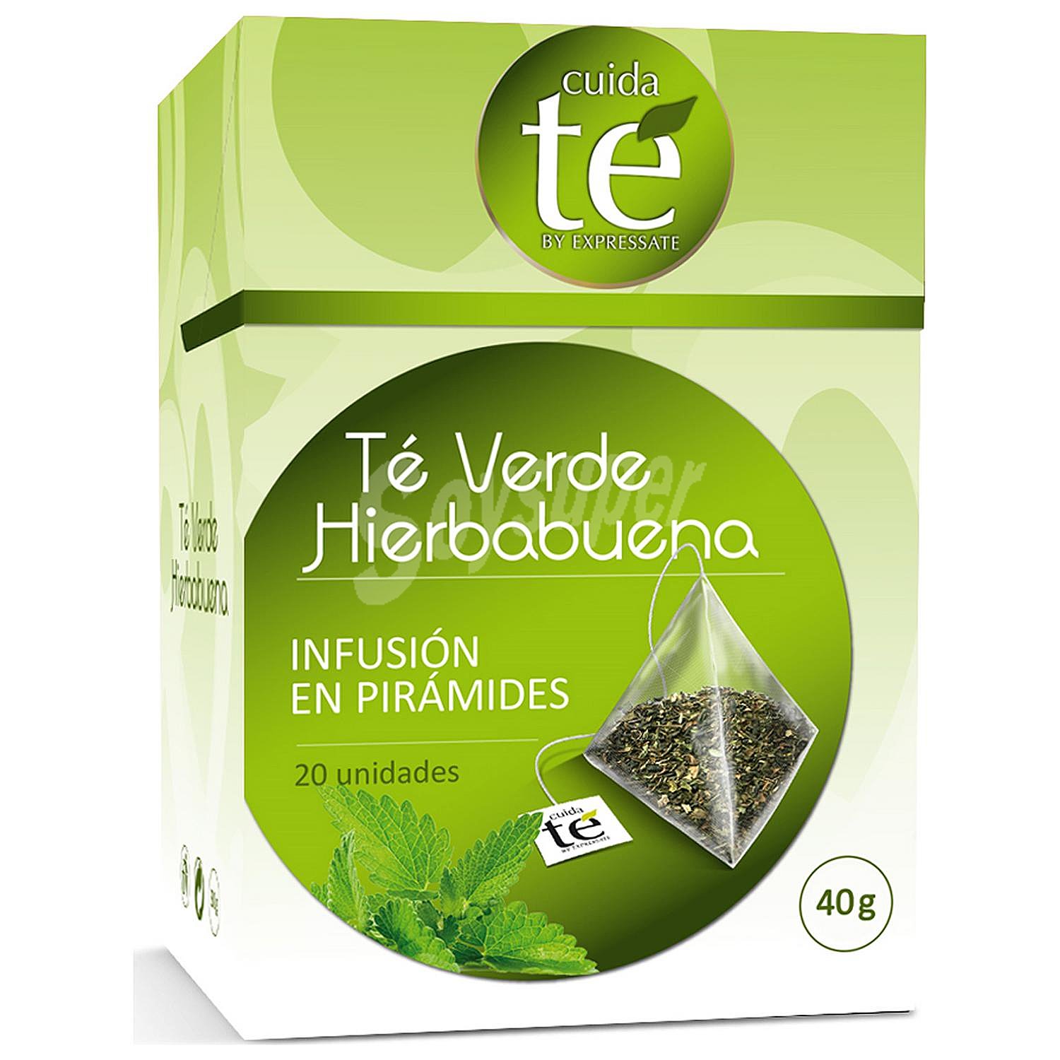 Té verde de hierbabuena en pirámides Cuida Té