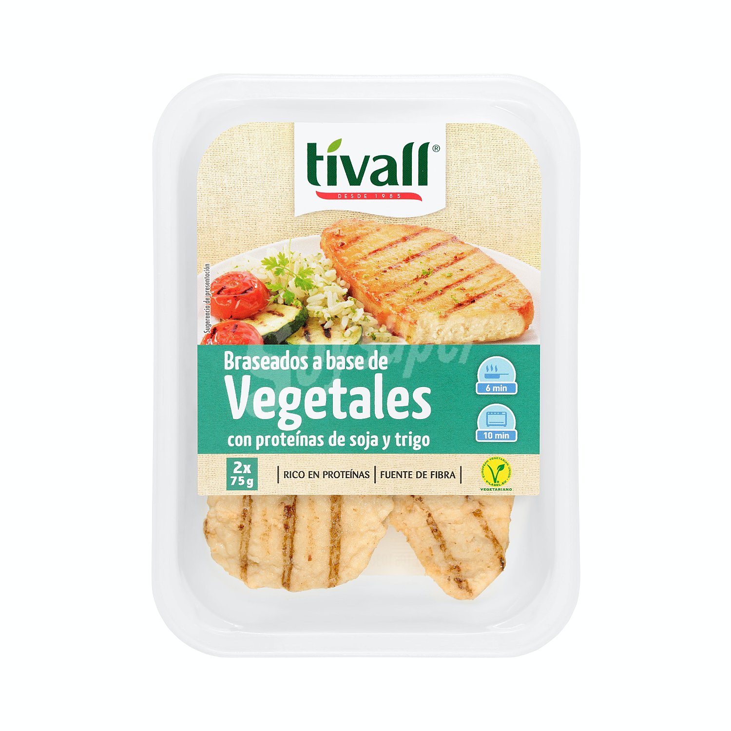 Filetes braseados vegetales con proteínas de soja y trigo