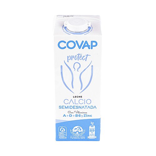 Covap Leche semidesnatada de vaca de origen español, enriquecida con calcio covap Calcio protect