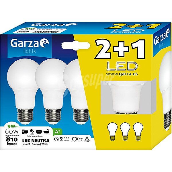 Bombilla led 9W (60W) luz neutra casquillo E27