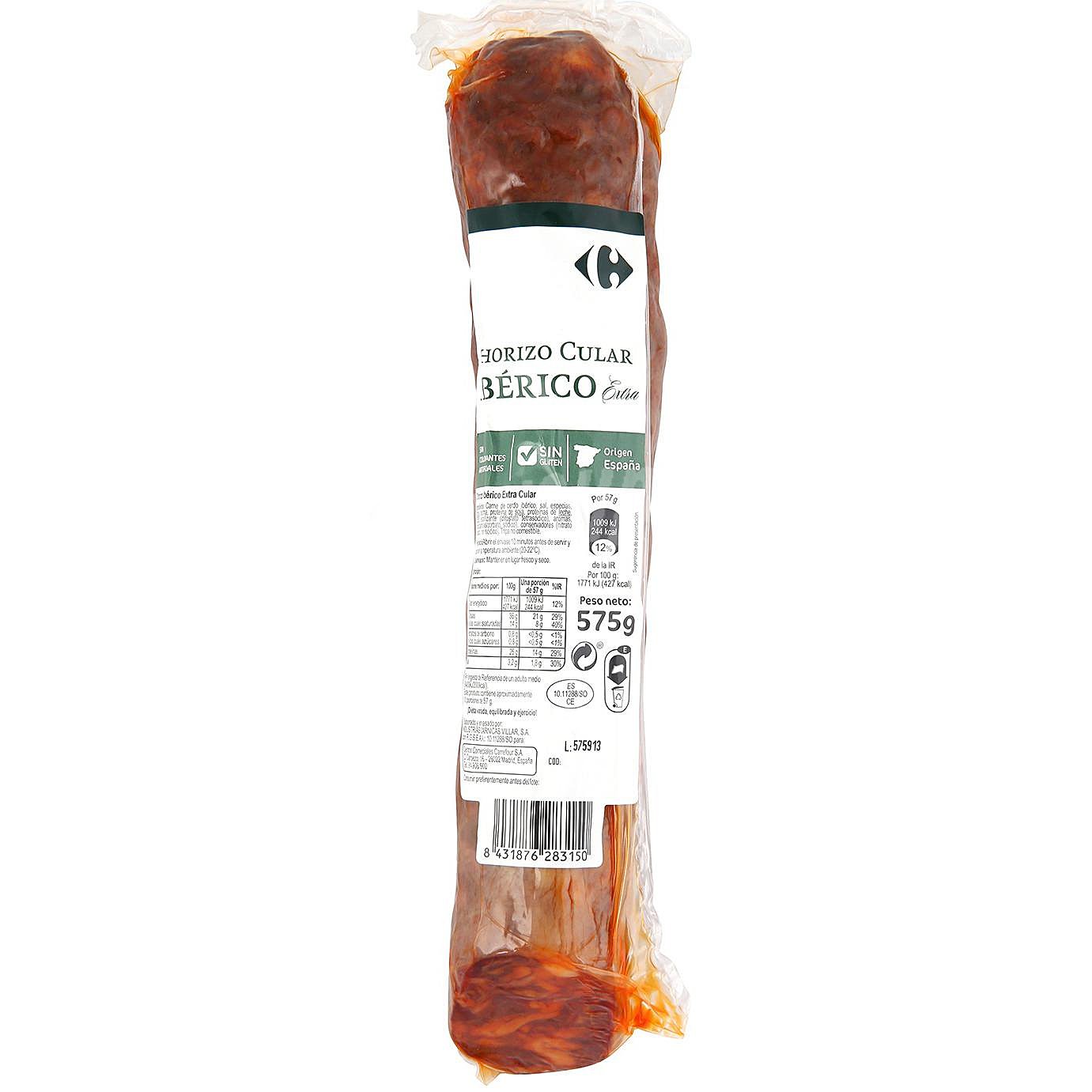 Chorizo cular iberico extra sin gluten