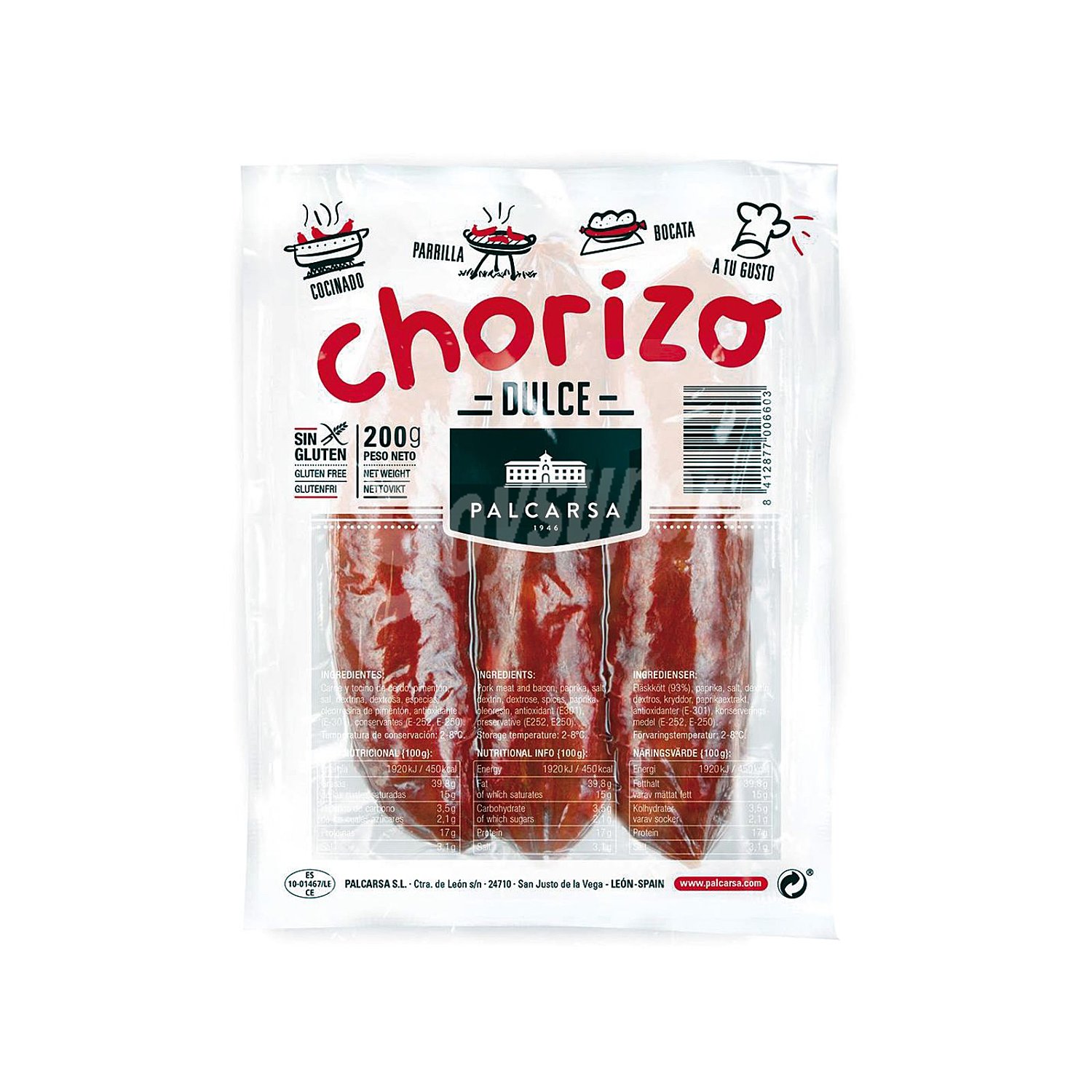 Chorizo de León 100% natural palcarsa