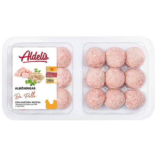 Bandejas de albóndigas caseras de pollo aldelís