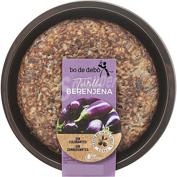 Tortilla fresca de berenjena, elaborada sin gluten y sin lactosa