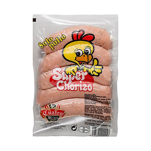 Cuatro ríos Chorizo parrillero (criollo), elaborado con carne de pollo y sin gluten cuatro ríos