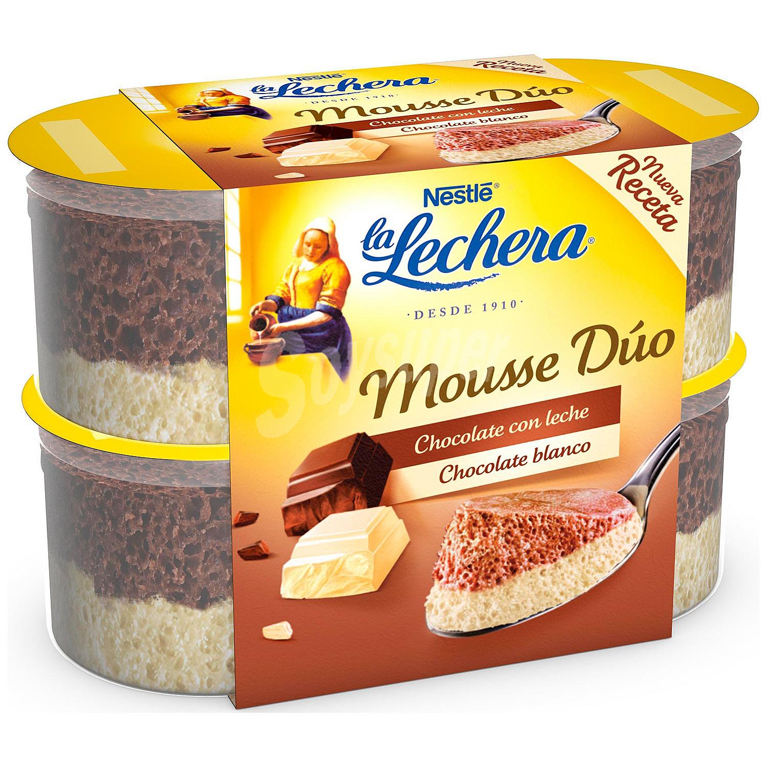 Mousse de chocolate con leche y chocolate blanco