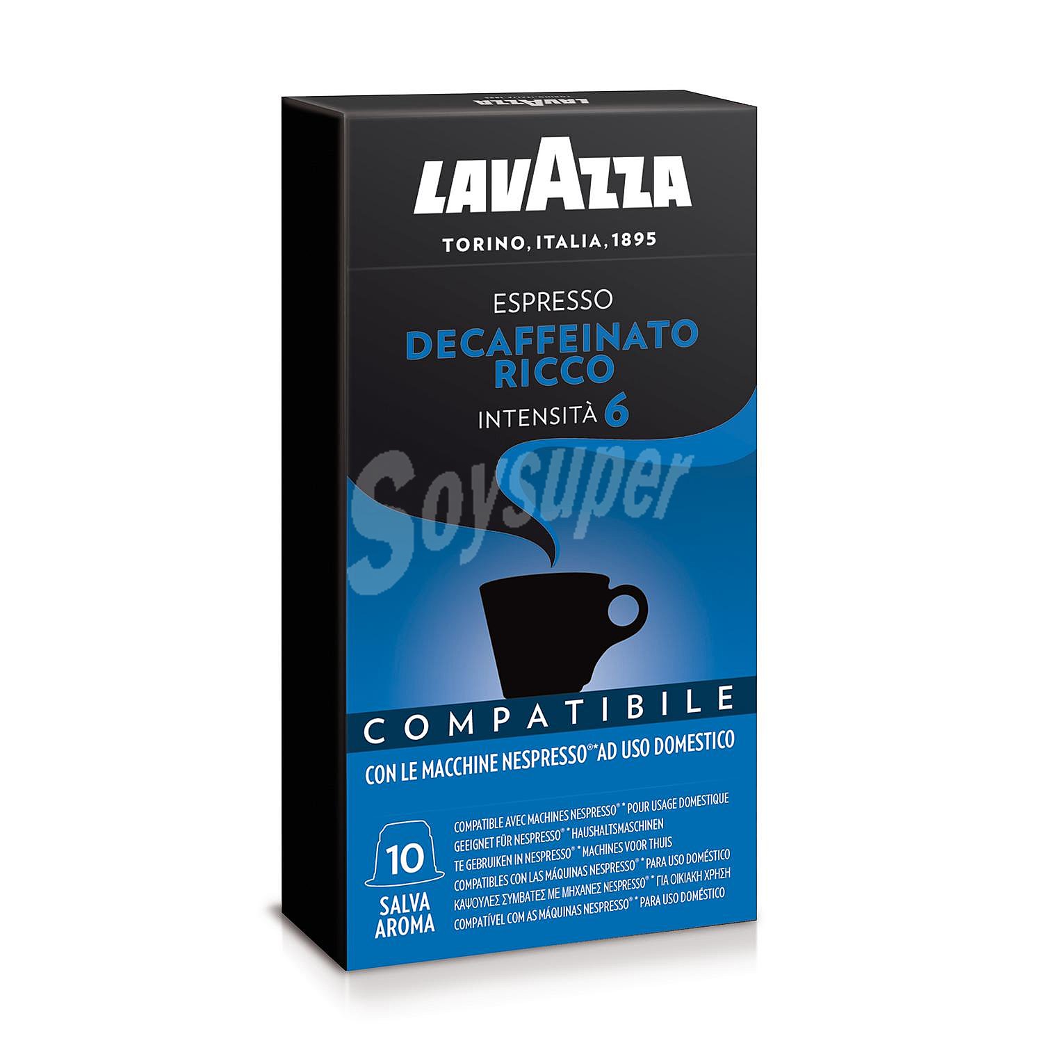 Café descafeinado en cápsulas Lavazza compatible con Nespresso