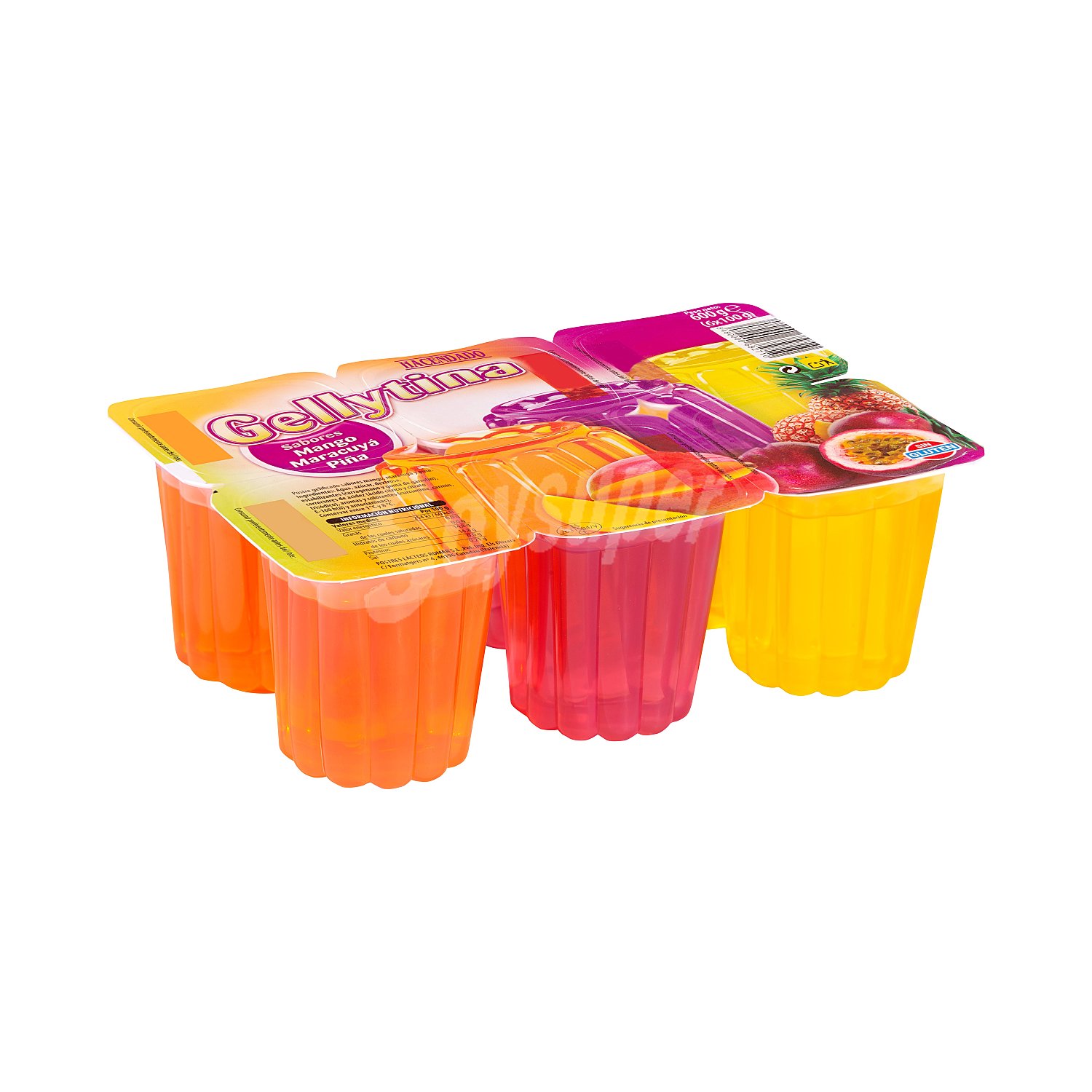 Gelatina sabores tropicales (2 mango, 2 maracuya, 2 piña) (gellytina)