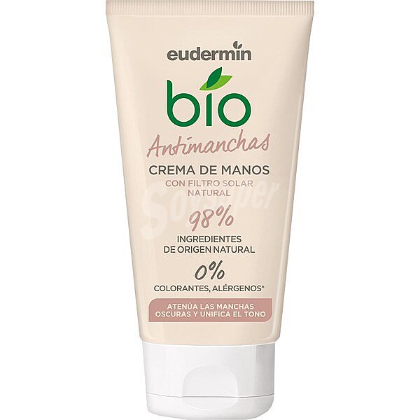 Bio crema de manos antimanchas con filtro solar natural