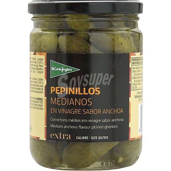 Pepinillos medianos en vinagre sabor anchoa