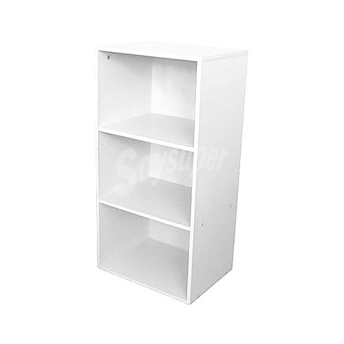 Estantería librería color blanco con 3 baldas. Medidas: 80cm. de alto, 40cm. de largo y 29,5cm. de profundidad, mobiliario.