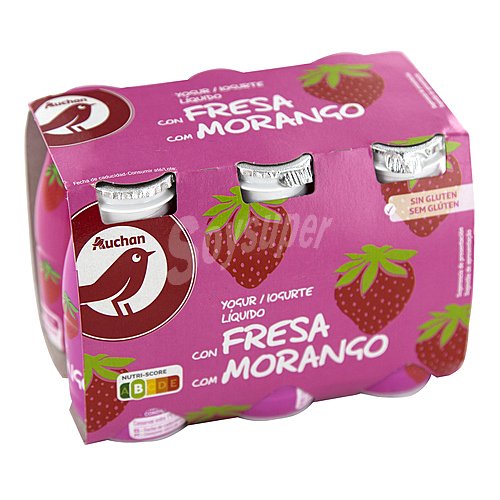 Producto alcampo Yogur líquido para beber con fresa, elaborado sin gluten producto alcampo