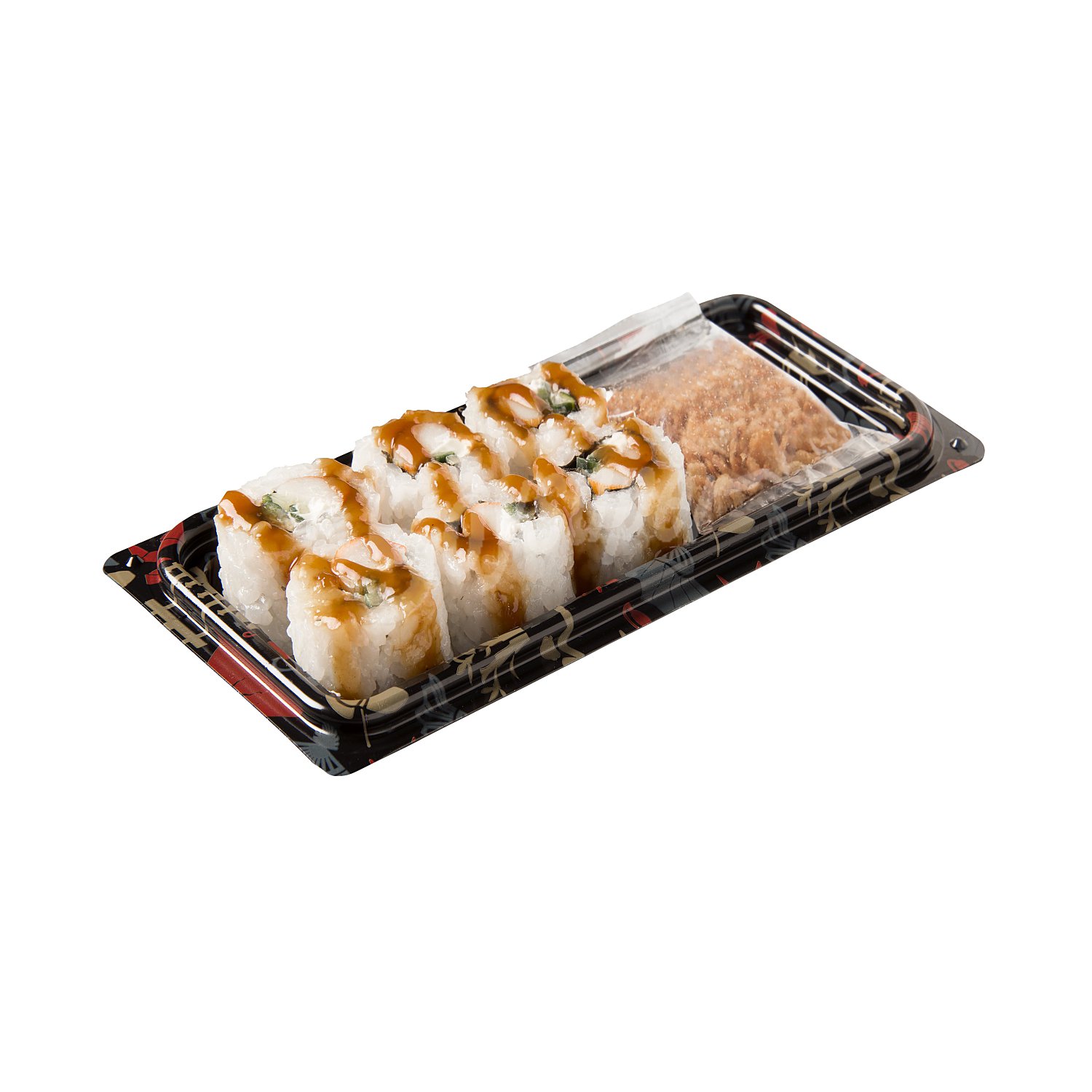 Sushi roll crunch con pescado cocido (surimi, pepino, crema queso y cebolla)