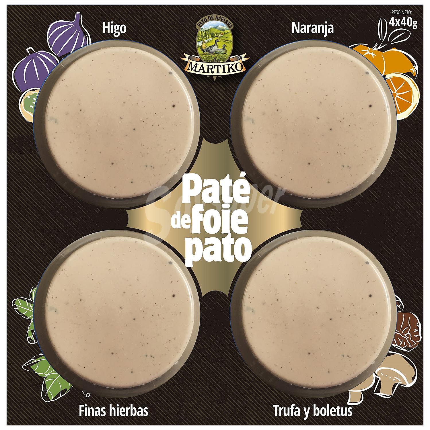 Tabla de foie de pato naranja + trufa-boletus + higos + finas hierbas sin gluten sin lactosa