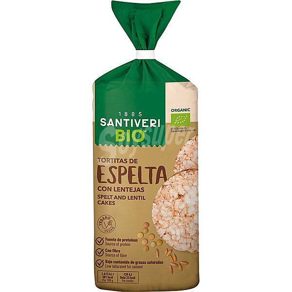 Organic Bio tortitas de espelta con lentejas ecológicas