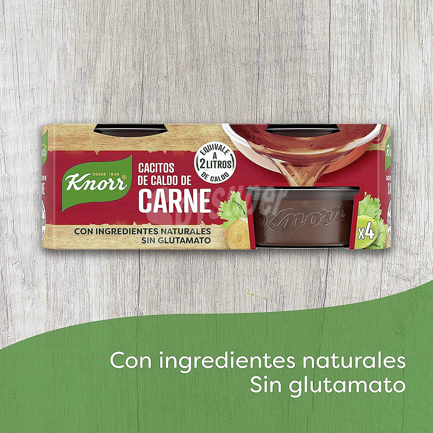 Cacitos de caldo de carne, con ingredientes naturales, sin glutamato